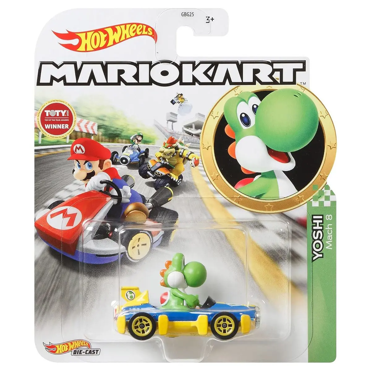 Hot Wheels Mario Kart Yoshi Mach 8 Die-Cast Car 1