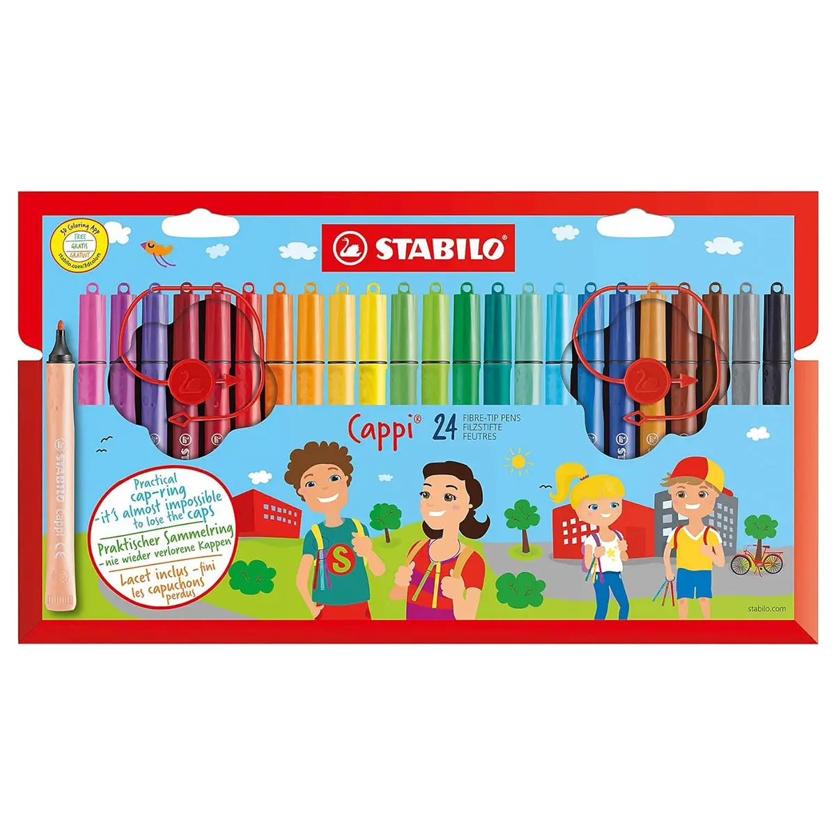 Stabilo Cappi 24 Fibre-Tip Pens With Cap Rings 1