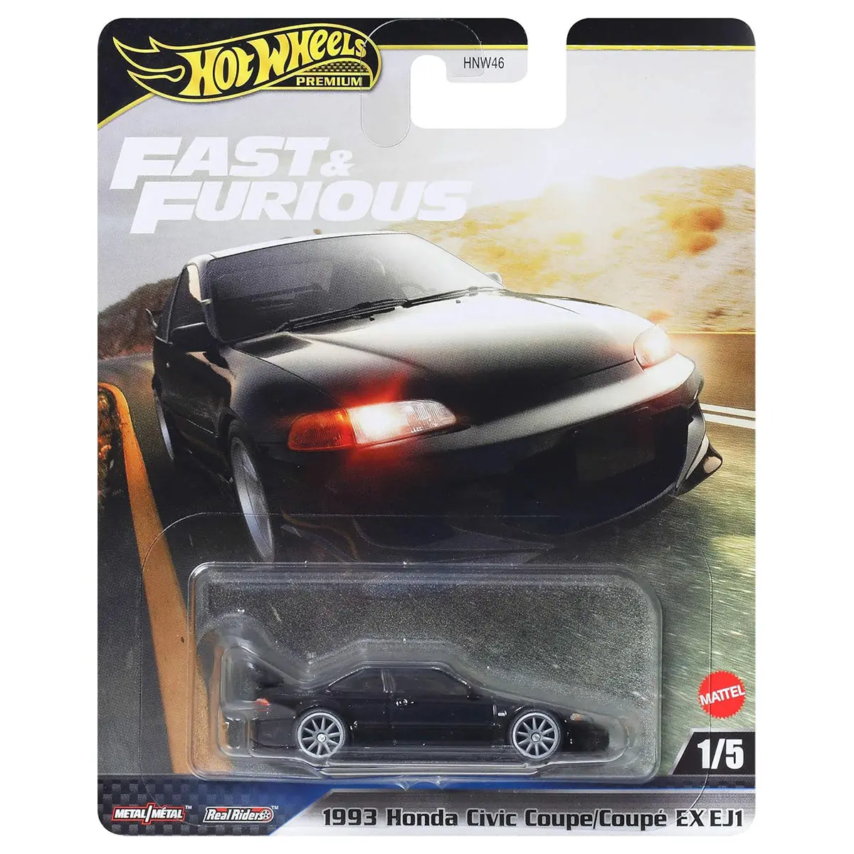 Hot Wheels Premier Fast & Furious: 1993 Honda Civic Coupe Exej1 1:64 Scale Car (1/5) 1