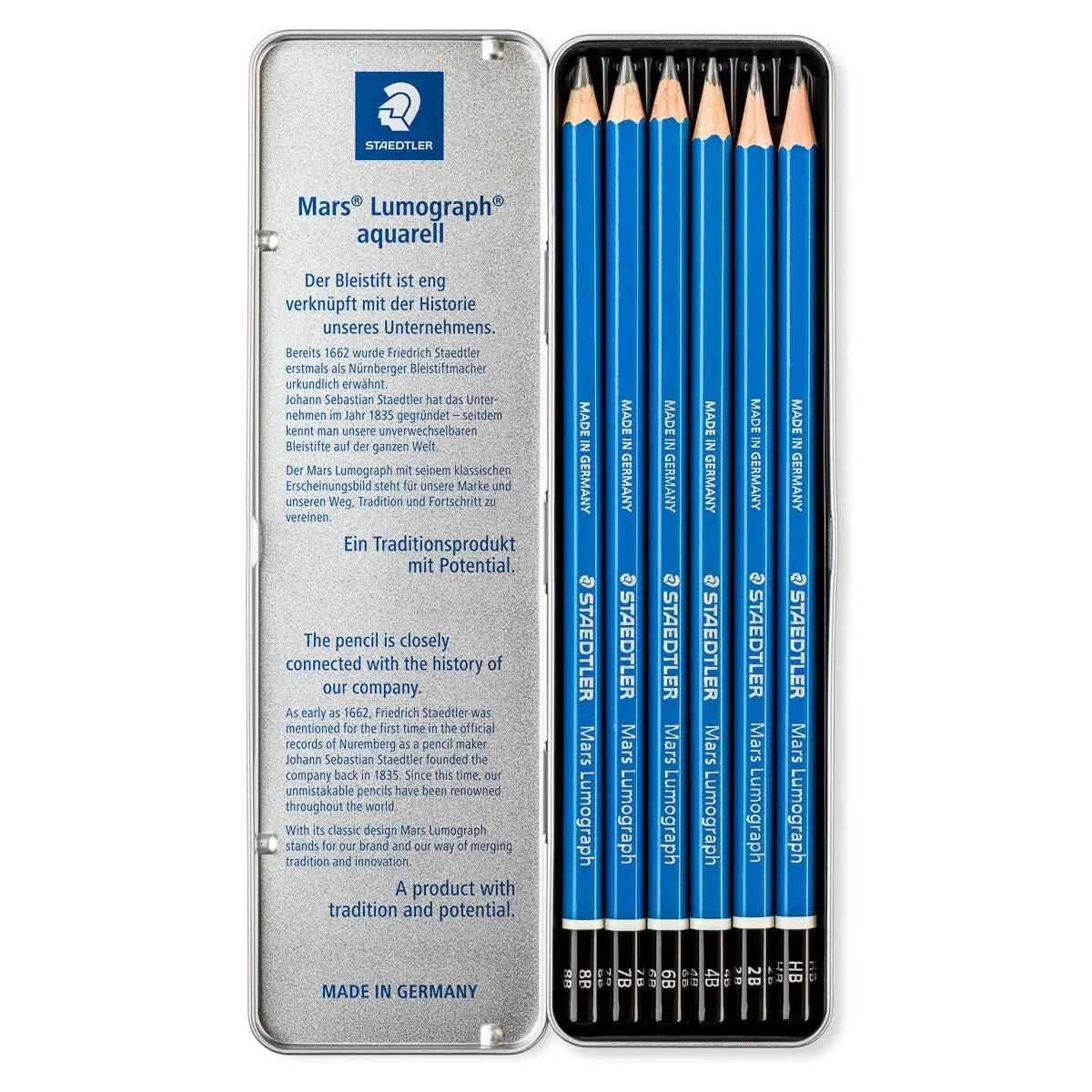 Staedtler Mars Lumograph Drawing Pencils 6 Piece Set Various Grades 1