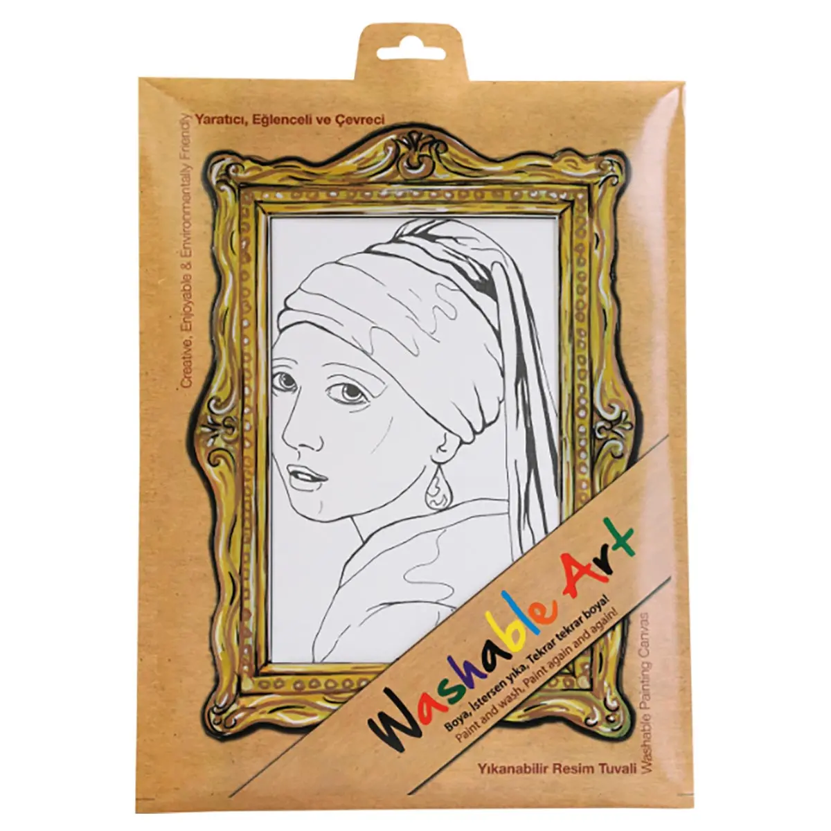 Washable Art Johannes Vermeer 'Girl With A Pearl Earring' Colouring Protective Mat 1