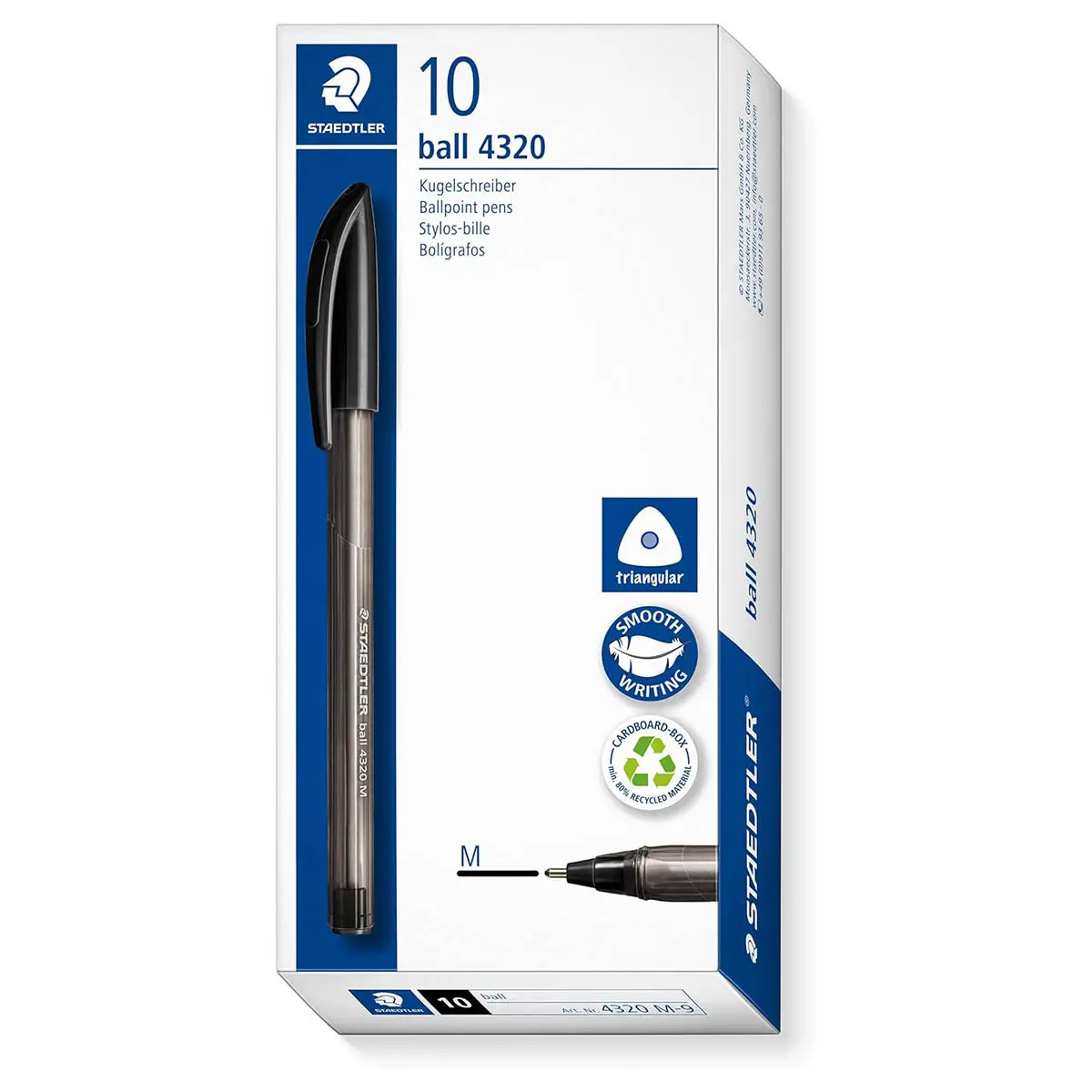 Staedtler Ball 4320 Black Ballpoint Pens (10 Pack) 1
