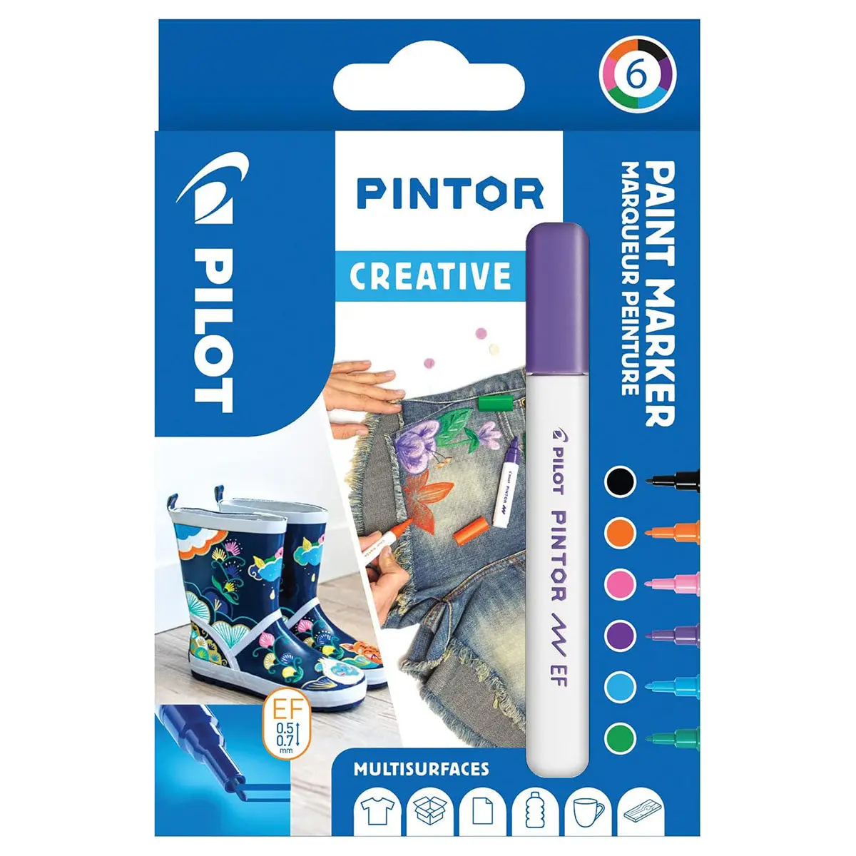 Pilot Pintor Paint Marker Ef Bullet Tip Pens (6 Pack) 1
