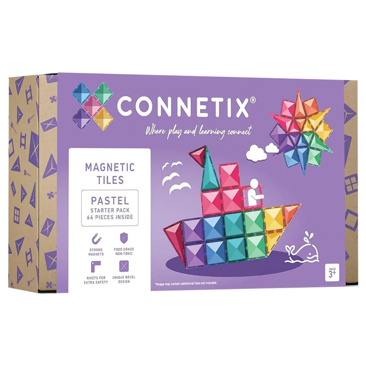 Connetix Magnetic Tiles Pastel Starter Pack 64 Pieces 1