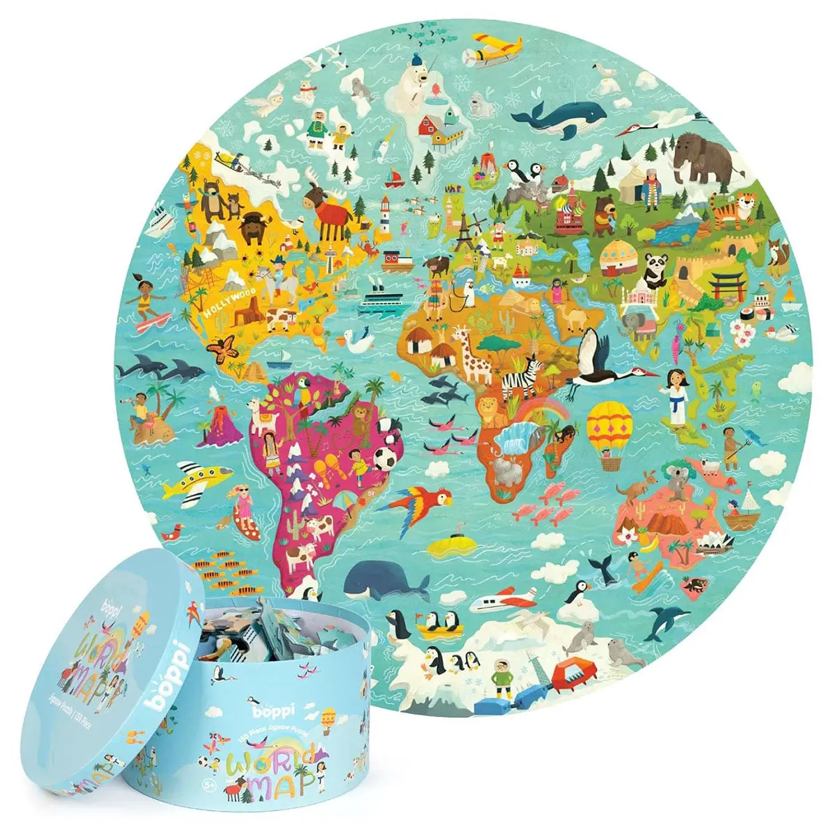 Boppi World Map 150 Piece Round Jigsaw Puzzle 1