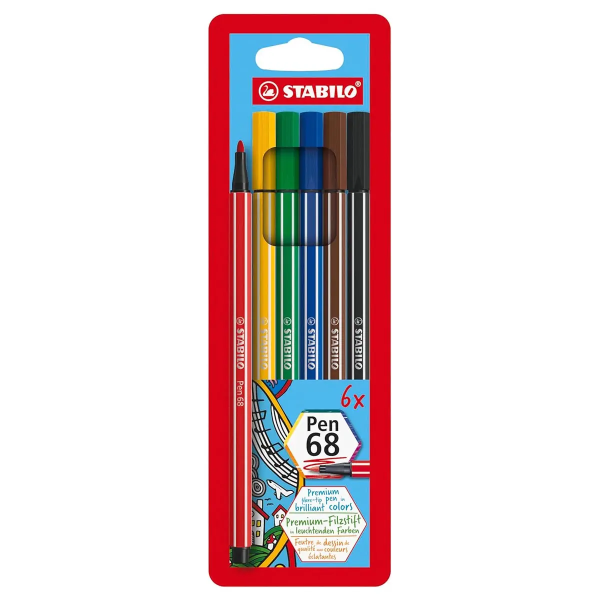 Stabilo Pen 68 Premium Fibre-Tip Pens (6 Pack) 1