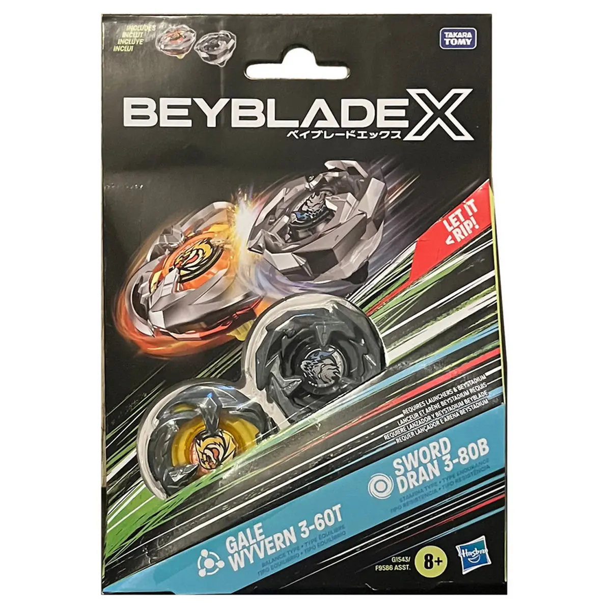Beyblade X Gale Wyvern 3-60T & Sword Dran 3-80B Tops 1
