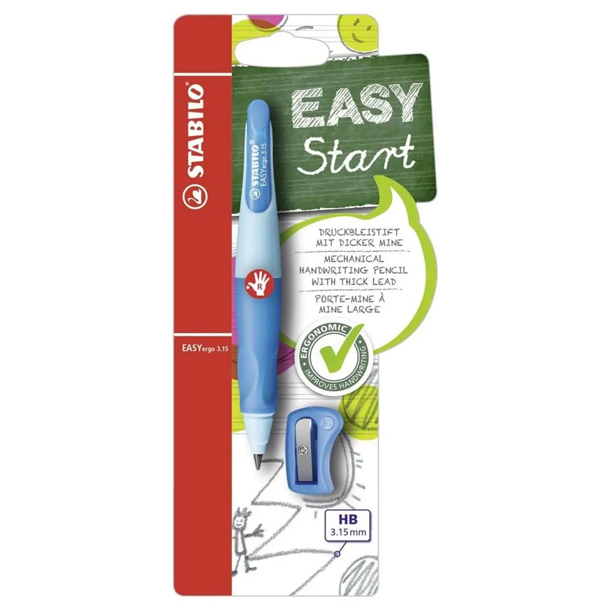 Stabilo Easyergo 3.15 Hb Pencil Light Blue/Dark Blue Right Handed Grip 1
