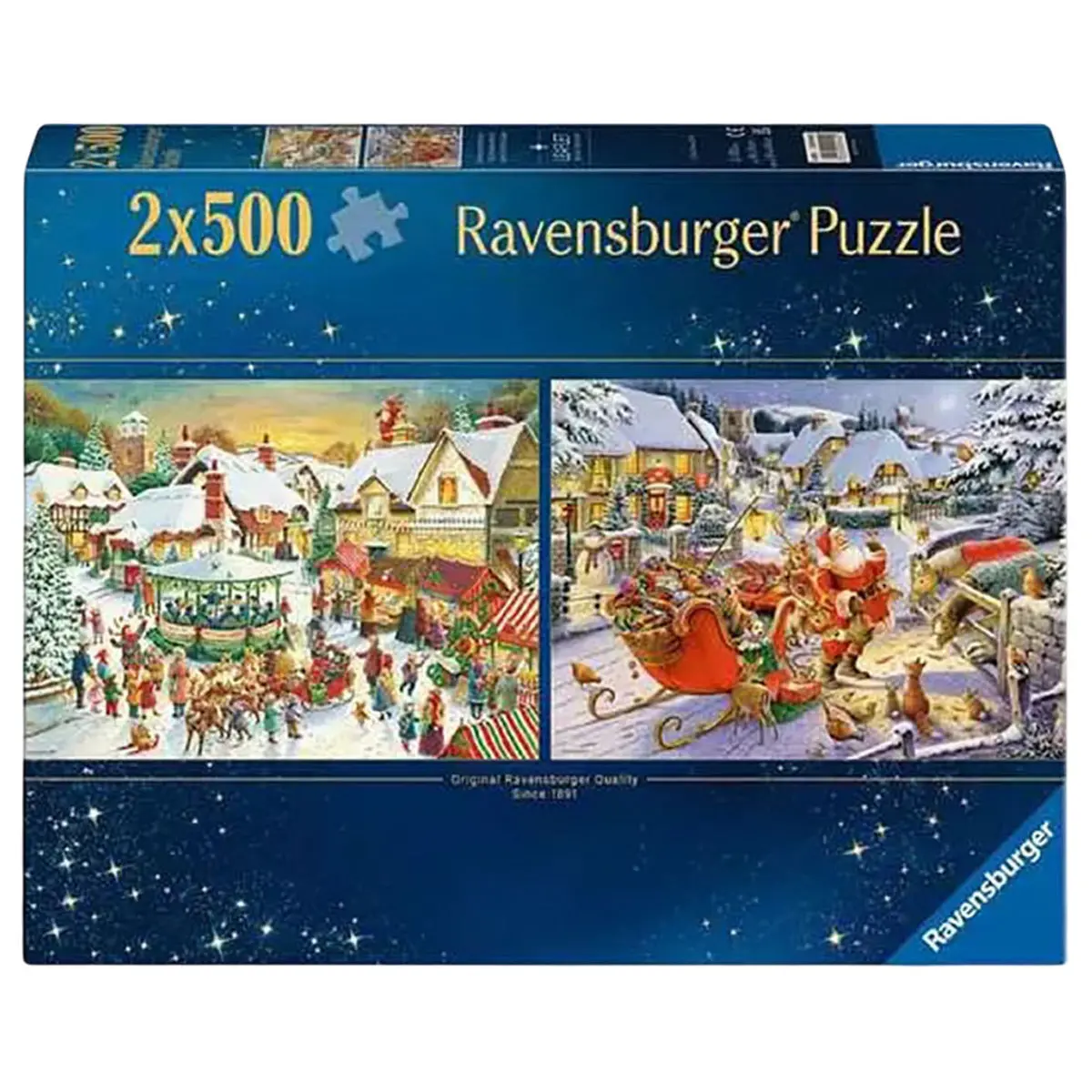 Ravensburger Christmas Market & Santa's Christmas Supper 2 X 500 Piece Jigsaw Puzzles 1