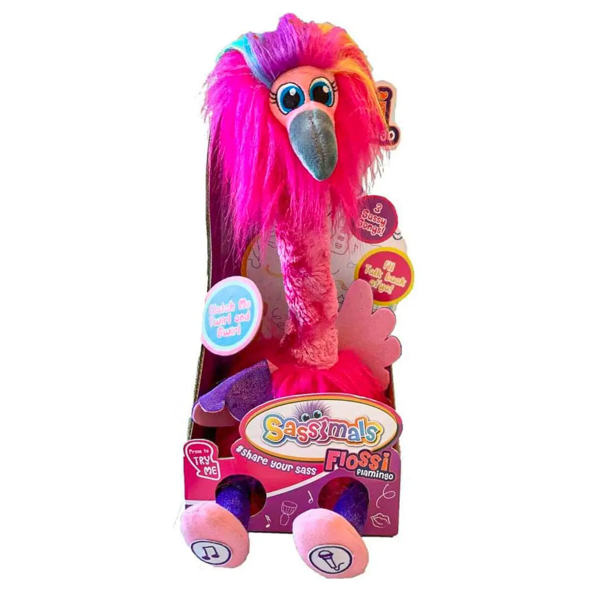Golden Bear Sassimals Flossi Flamingo Interactive Soft Toy 1