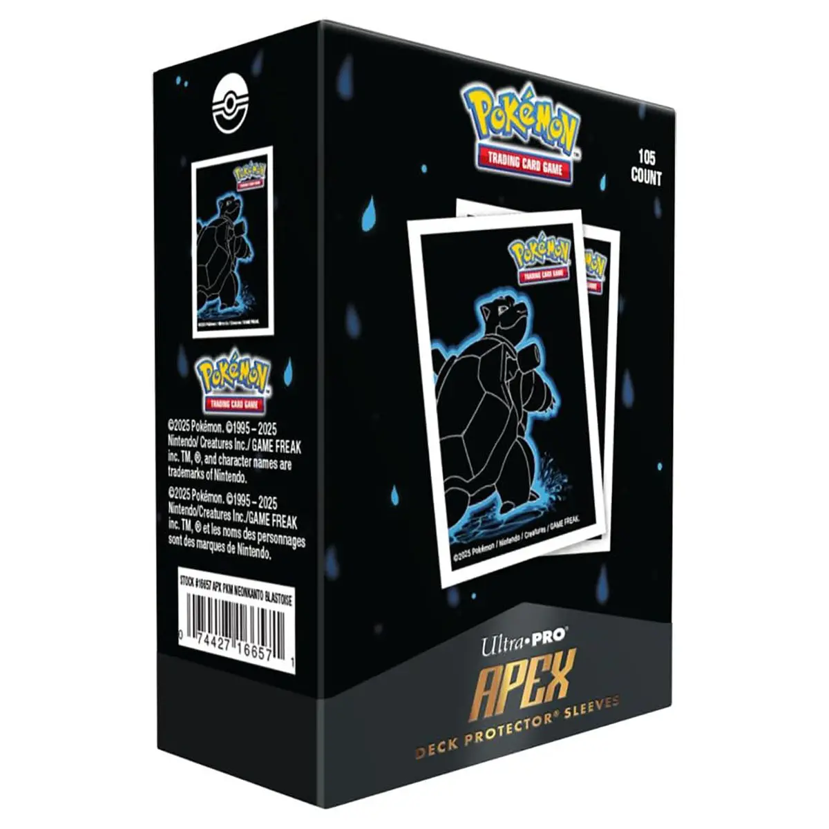 Pokémon Neon Kanto Ultra-Pro Apex Deck Protector Sleeves Blastoise (105 Pack) 1