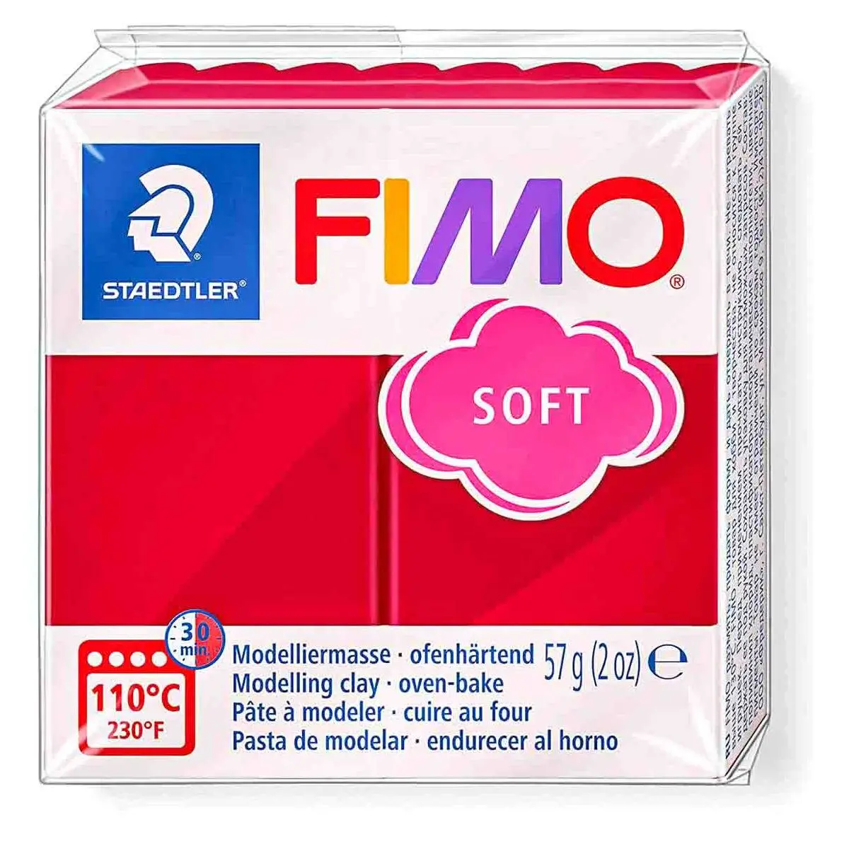 Staedtler Fimo Soft Cherry Red Oven-Bake Modelling Clay 57G 1