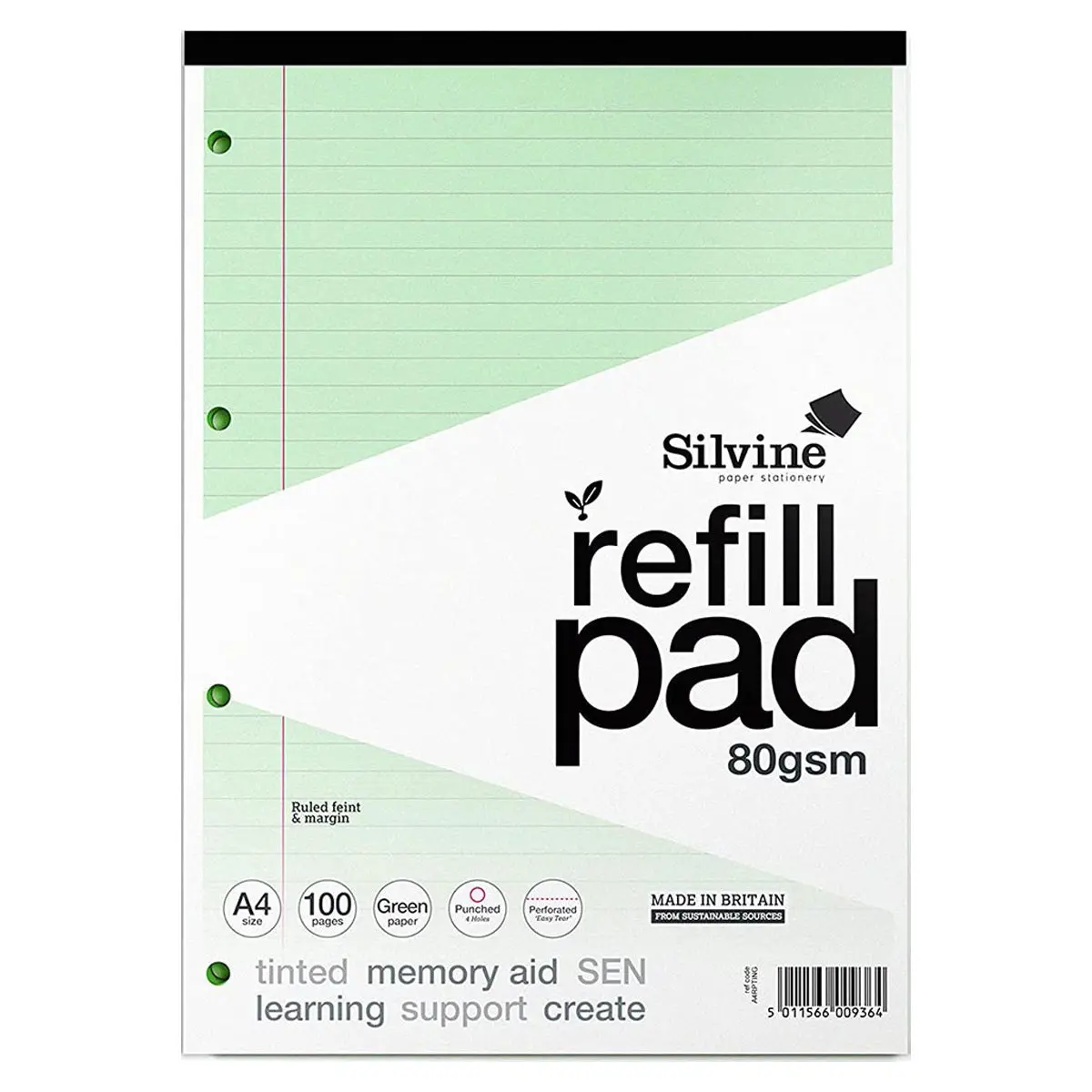 Silvine Sen Green A4 Refill Pad 100 Pages 1