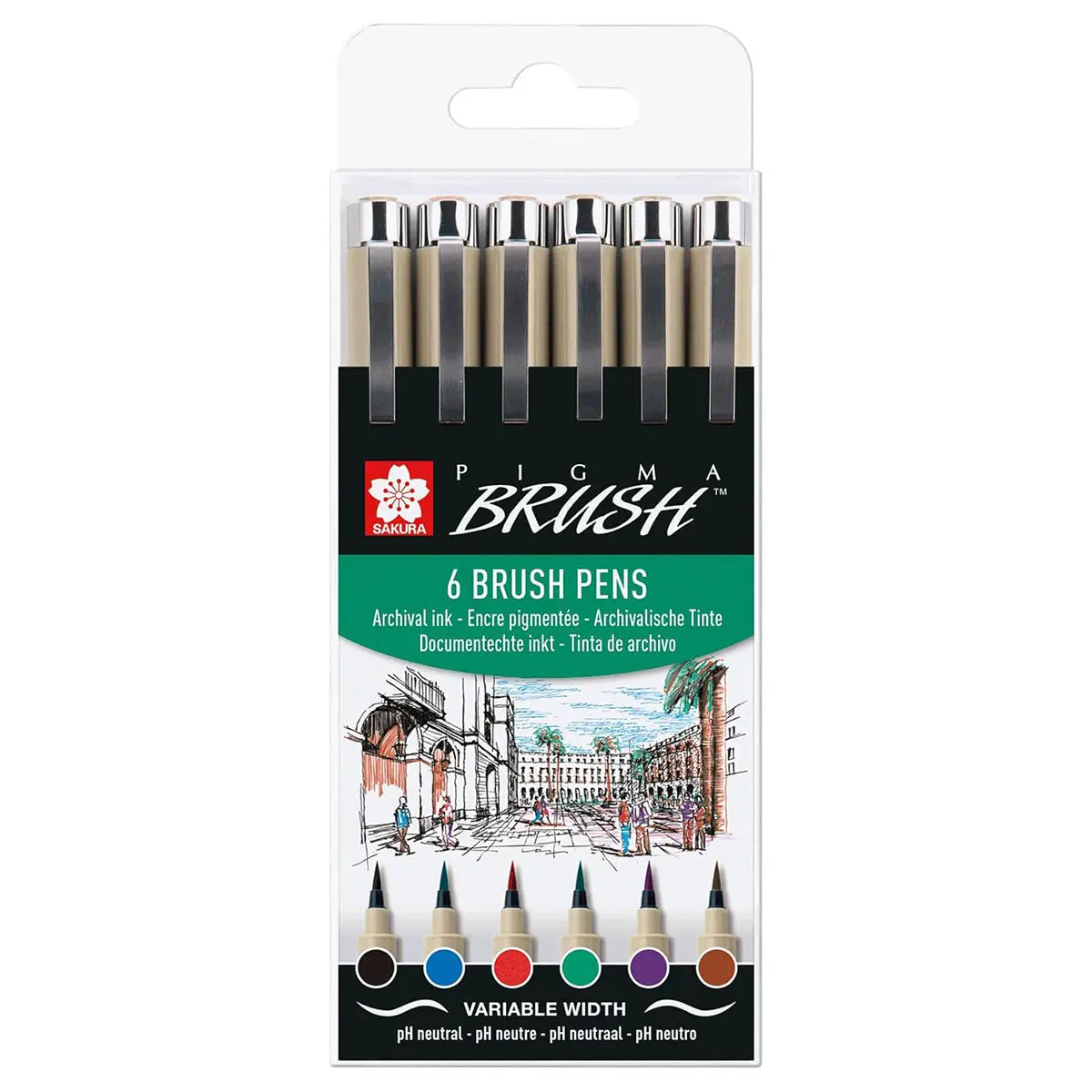 Sakura Pigma Brush Set 6 Colours 1