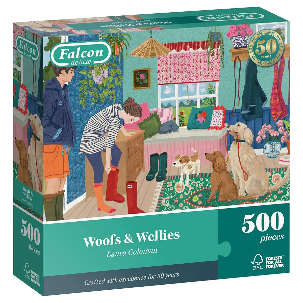 Falcon De Luxe Woofs & Wellies 500 Piece Jigsaw Puzzle 1