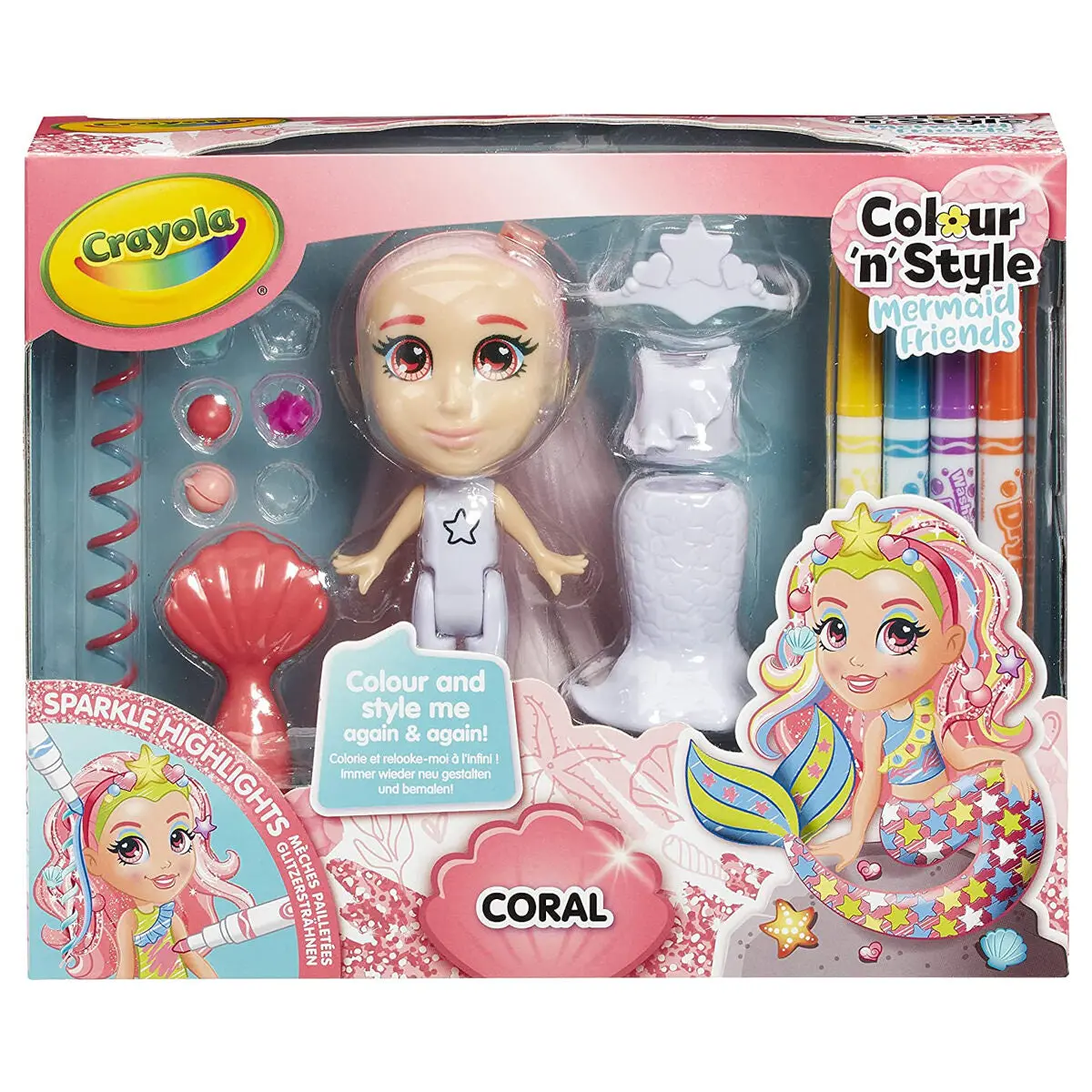 Crayola Colour 'N' Style Mermaid Friends Coral Doll 1