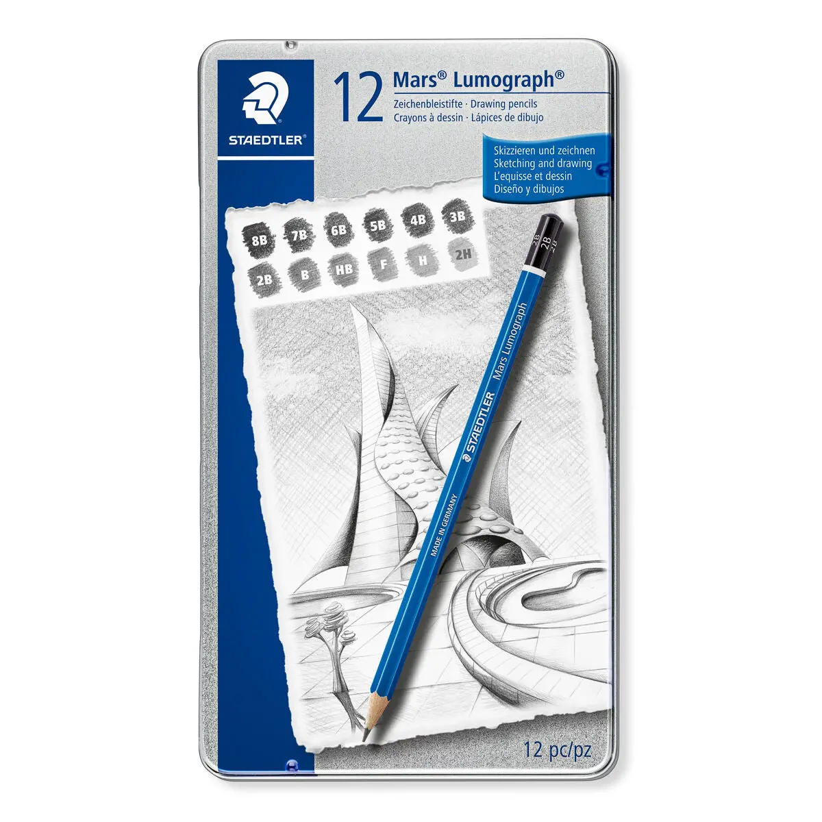 Staedtler Mars Lumograph Drawing Pencils 12 Piece Set Various Grades 1