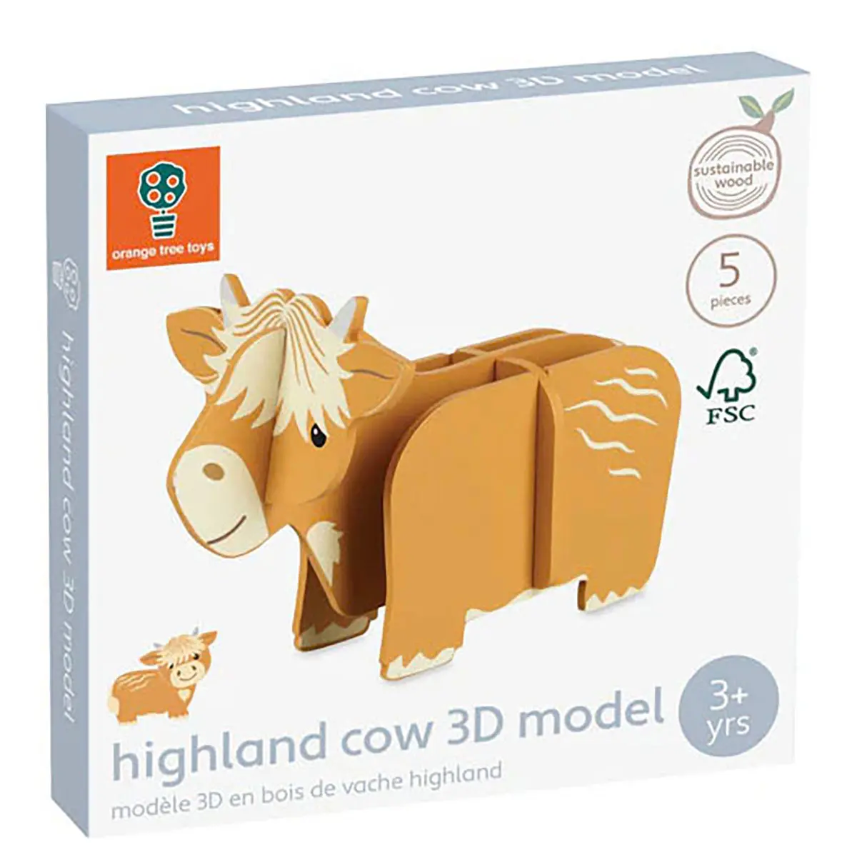 Orange Tree Toys Wooden Highland Cow 3D Model 1