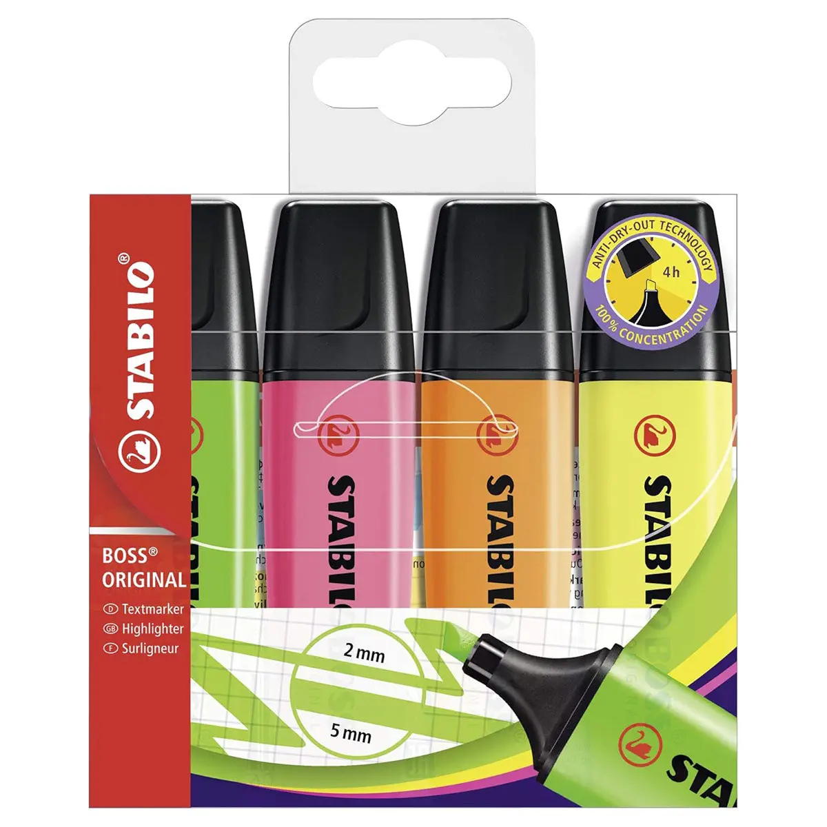 Stabilo Boss Original Assorted Colours Highlighters (4 Pack) 1