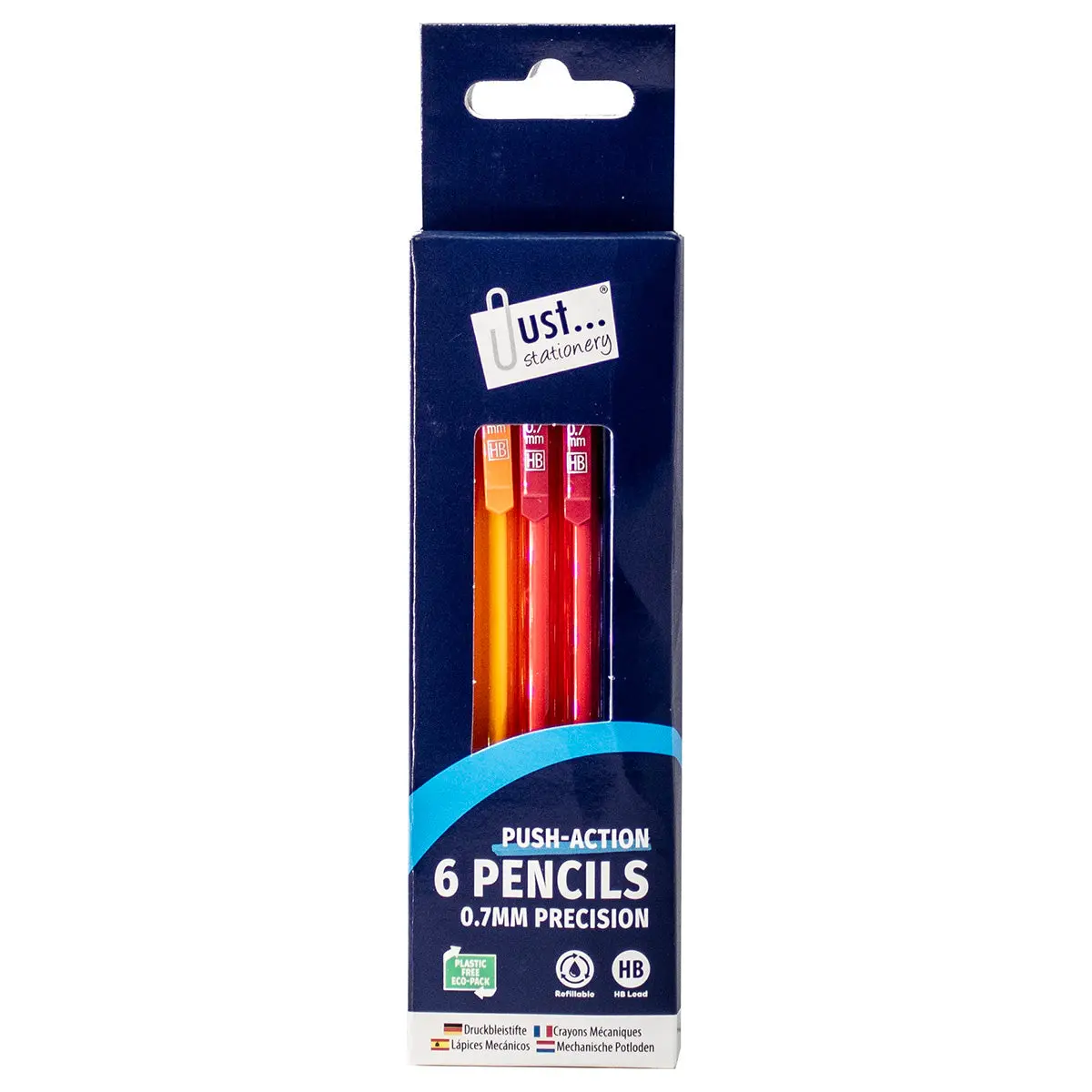 Just Stationery Push-Action Mechanical Pencils With Eraser Tips (6 Pack) 1