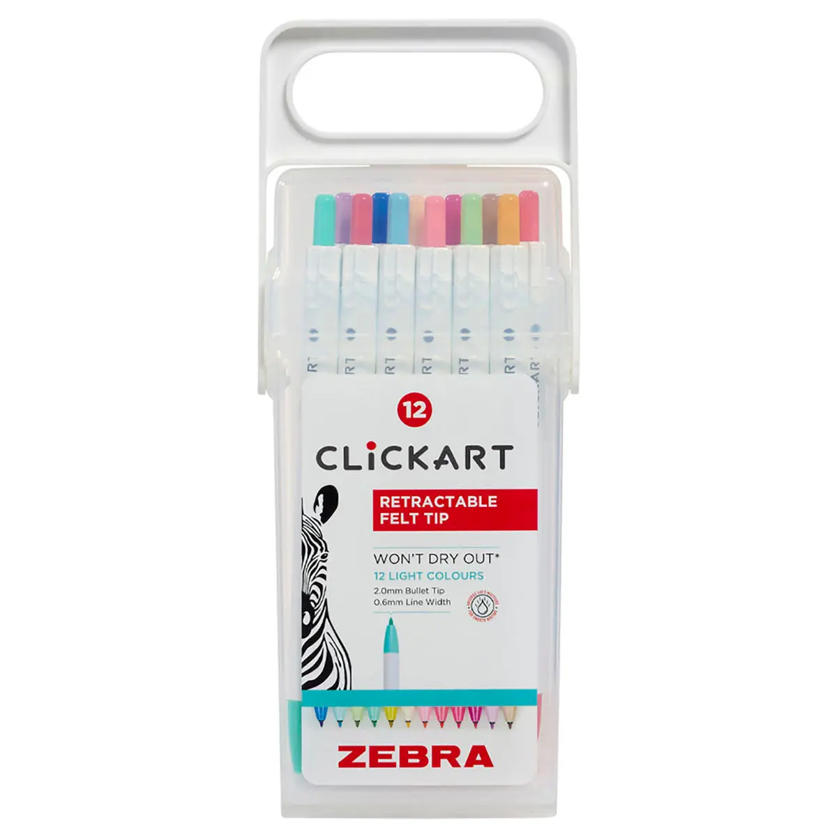 Zebra Clickart Water-Based Pen Bright Light 12 Colors Set 1