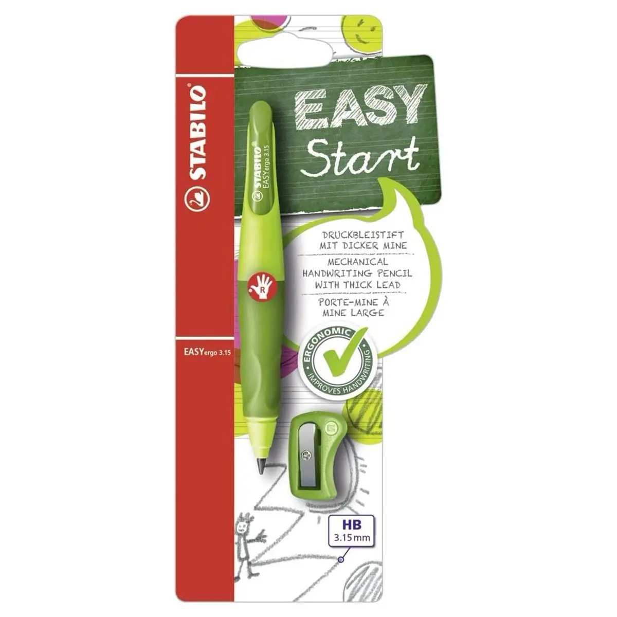 Stabilo Easyergo 3.15 Hb Pencil Light And Dark Green Right Handed Grip 1