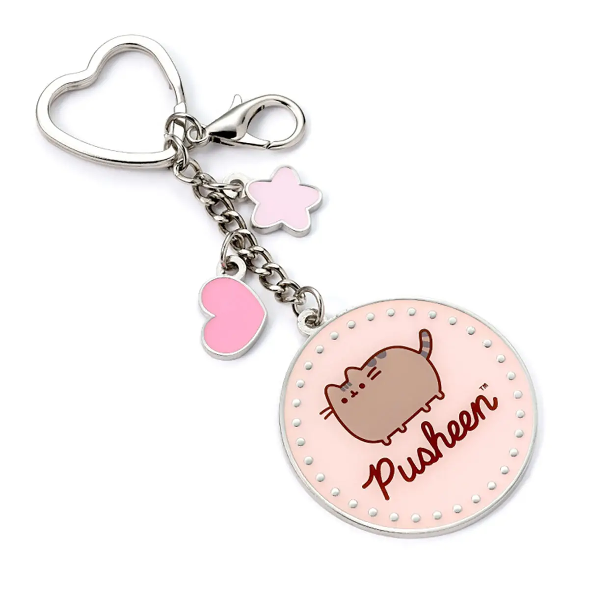 Pusheen The Cat Logo Pink Keyring With Mini Charms 2