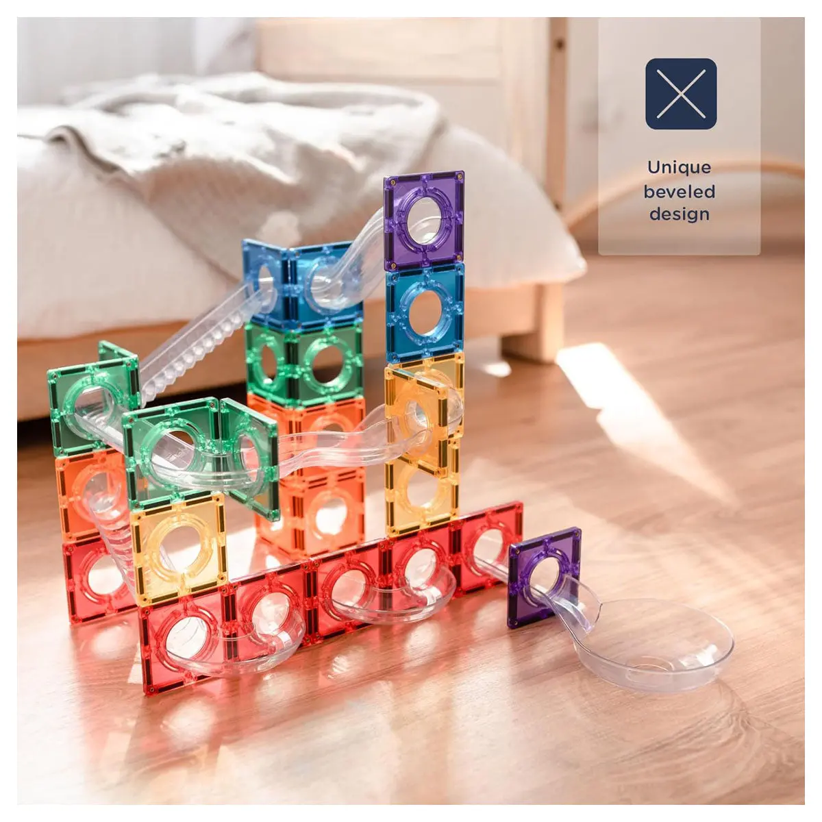 Connetix Magnetic Tiles Rainbow Ball Run Pack 92 Pieces 2
