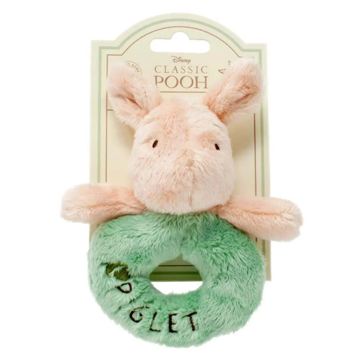 Disney Classic Pooh Hundred Acre Wood Piglet Ring Rattle Soft Toy 1
