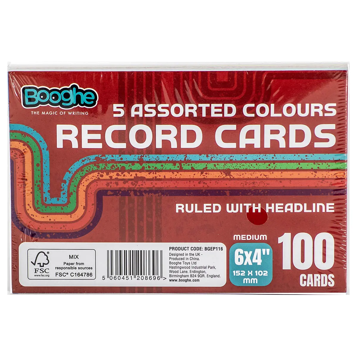 Assorted Colours A6 Record Cards (100 Pack) 1