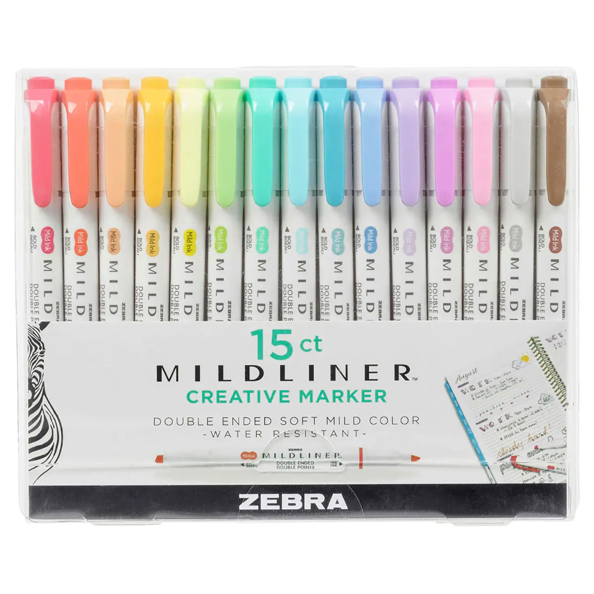 Zebra Creative Mildliner 15-Pack Double-Ended Soft Mild Colour 1