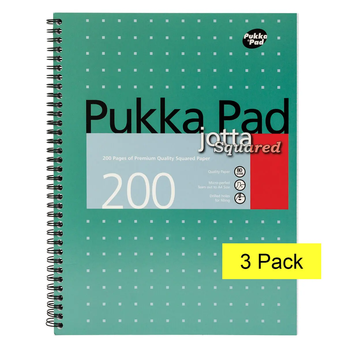 Pukka Pad A4 Jotta Squared Metallic Notebook 200 Pages 80Gsm Wirebound Pack Of 3 1
