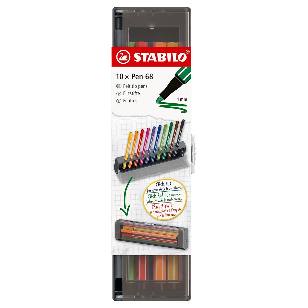 Stabilo Pen 68 Felt Tip Pen In Assorted Colours (10 Pack) 1