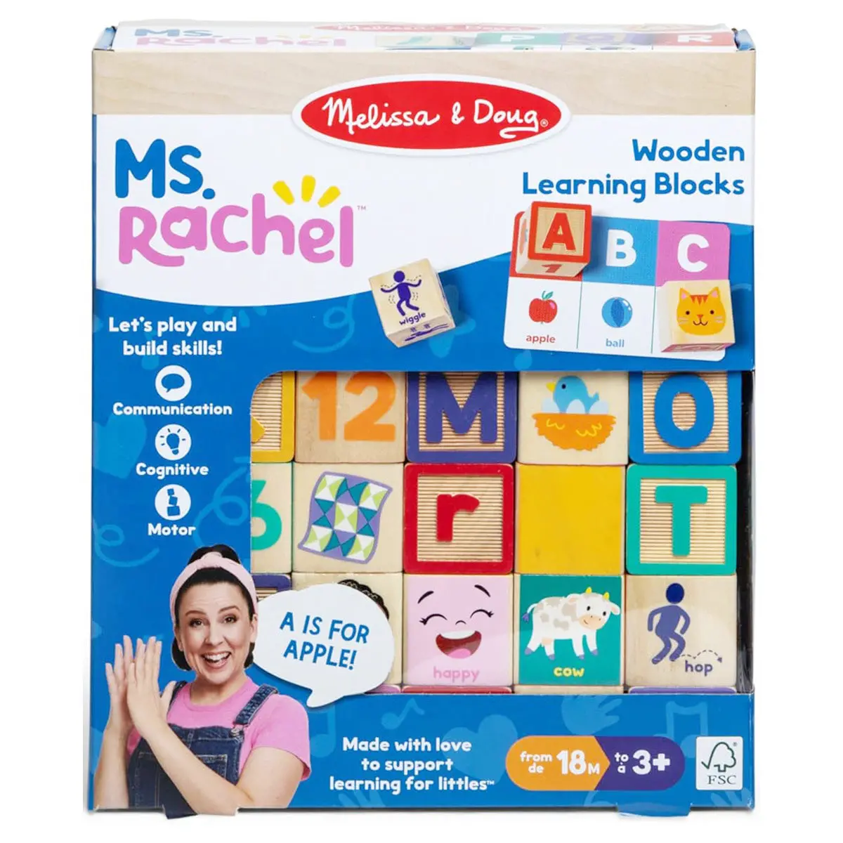 Melissa & Doug Ms. Rachel Wooden Learning Blocks 1