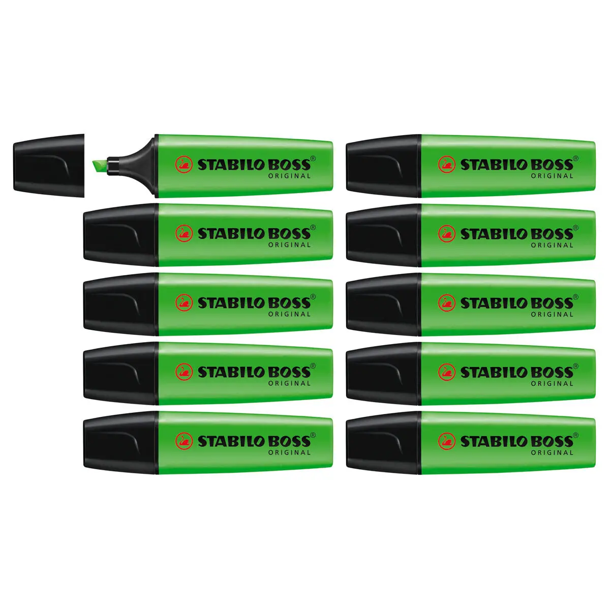 Stabilo Boss Original Green Highlighter Box Of 10 1