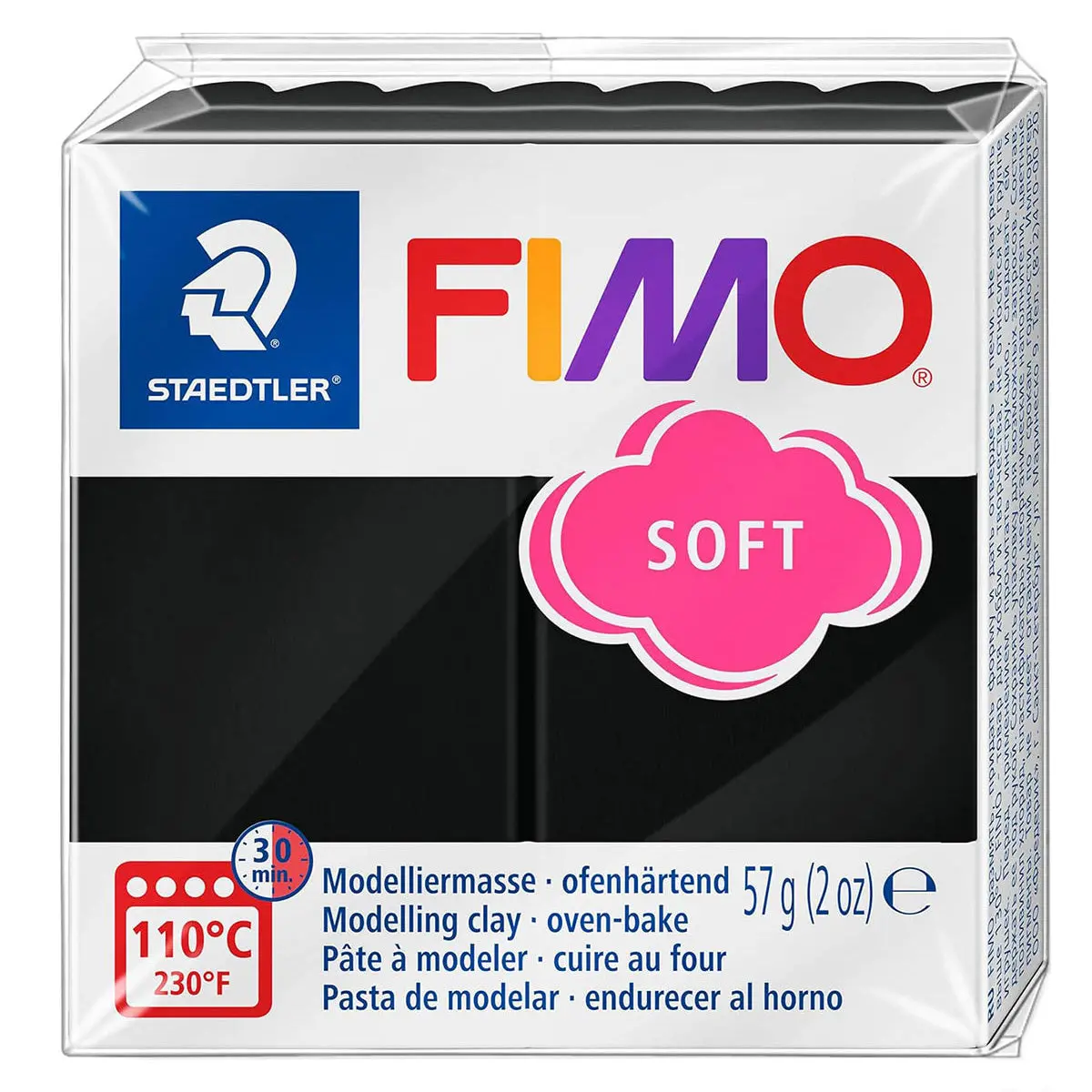 Staedtler Fimo Soft Black Oven-Bake Modelling Clay 57G 1