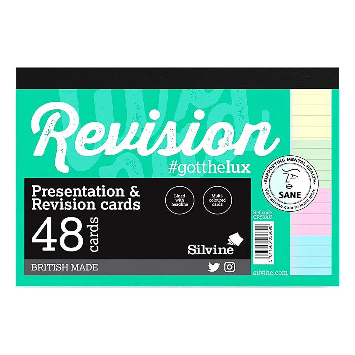 Silvine A6 Presentation & Revision 48 Cards In Assorted Colours Ruled 1