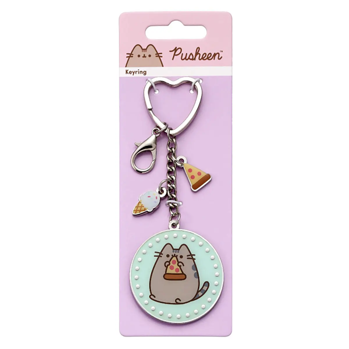 Pusheen The Cat Blue Pizza Enamel Keyring With Mini Charms 1