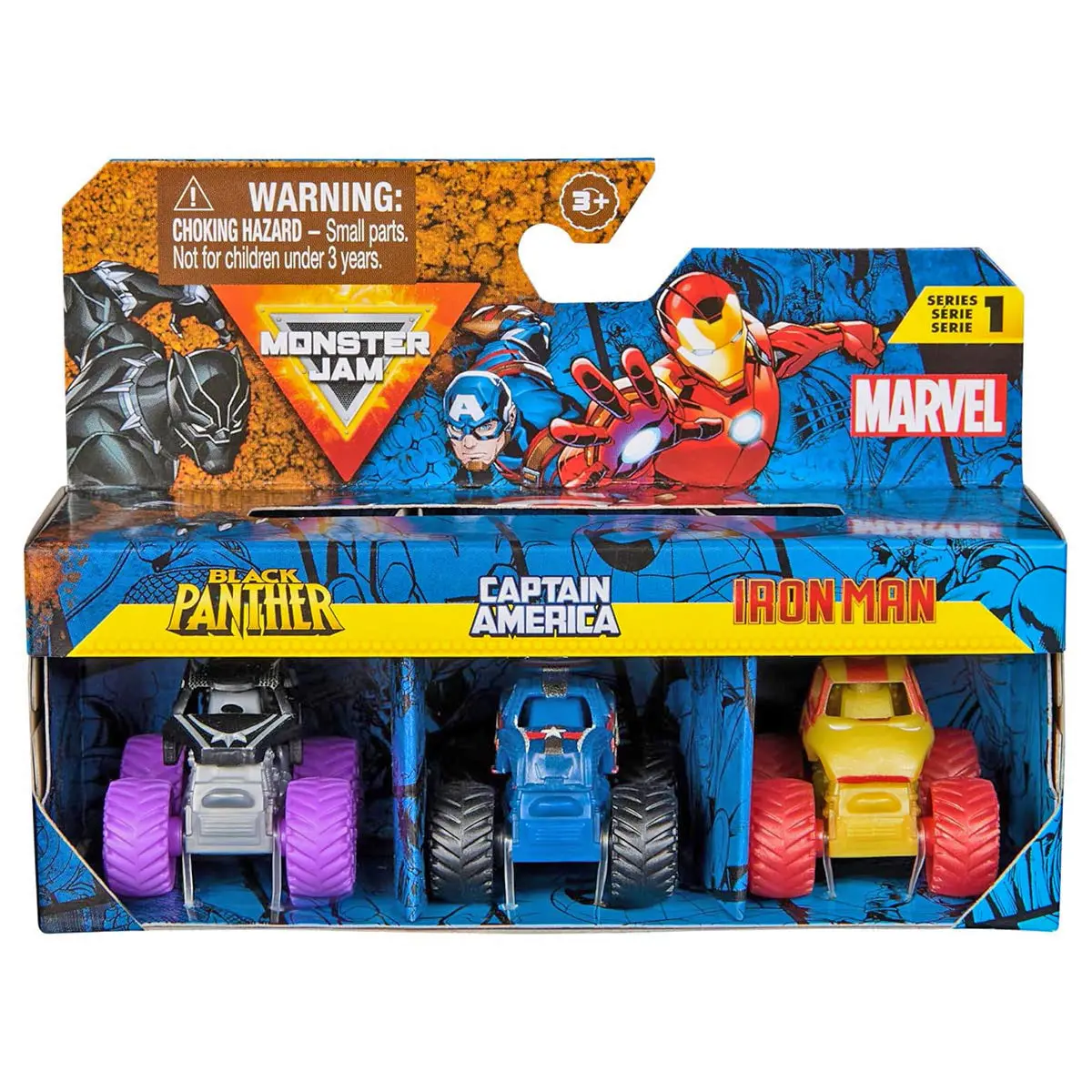Monster Jam Mini Marvel 1:87 Die-Cast Trucks Series 1 (3 Pack) 1