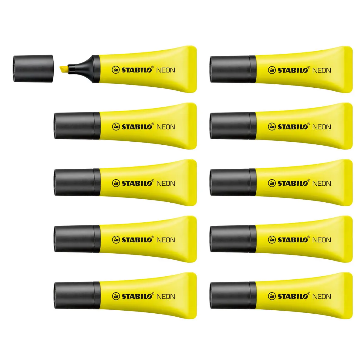 Stabilo Neon Yellow Highlighter Box Of 10 1