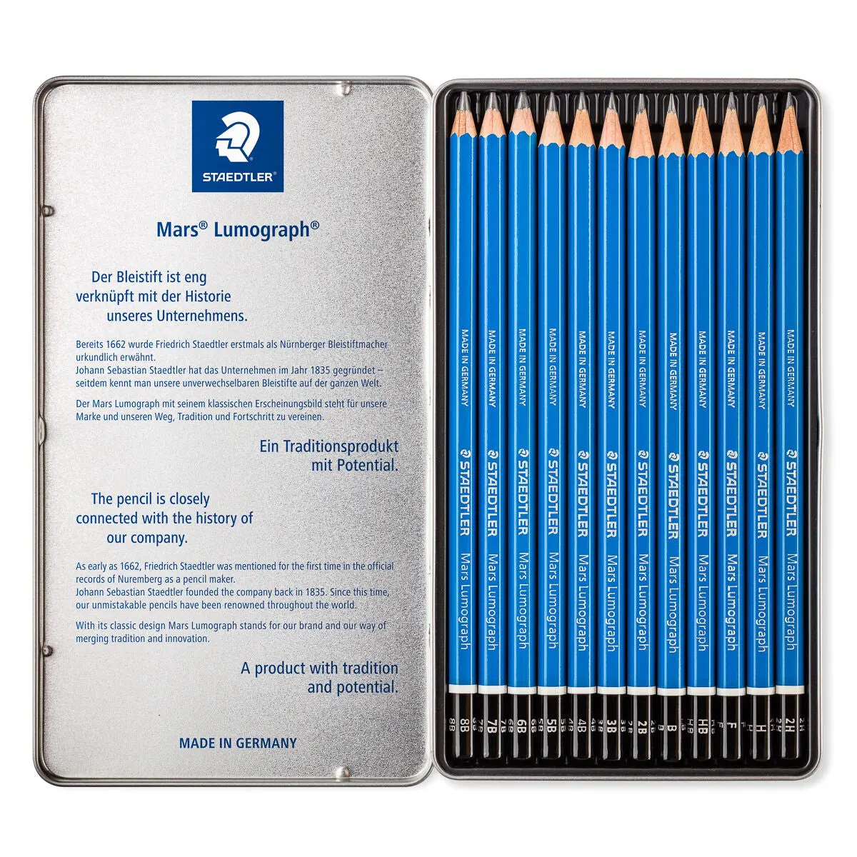 Staedtler Mars Lumograph Drawing Pencils 12 Piece Set Various Grades 2
