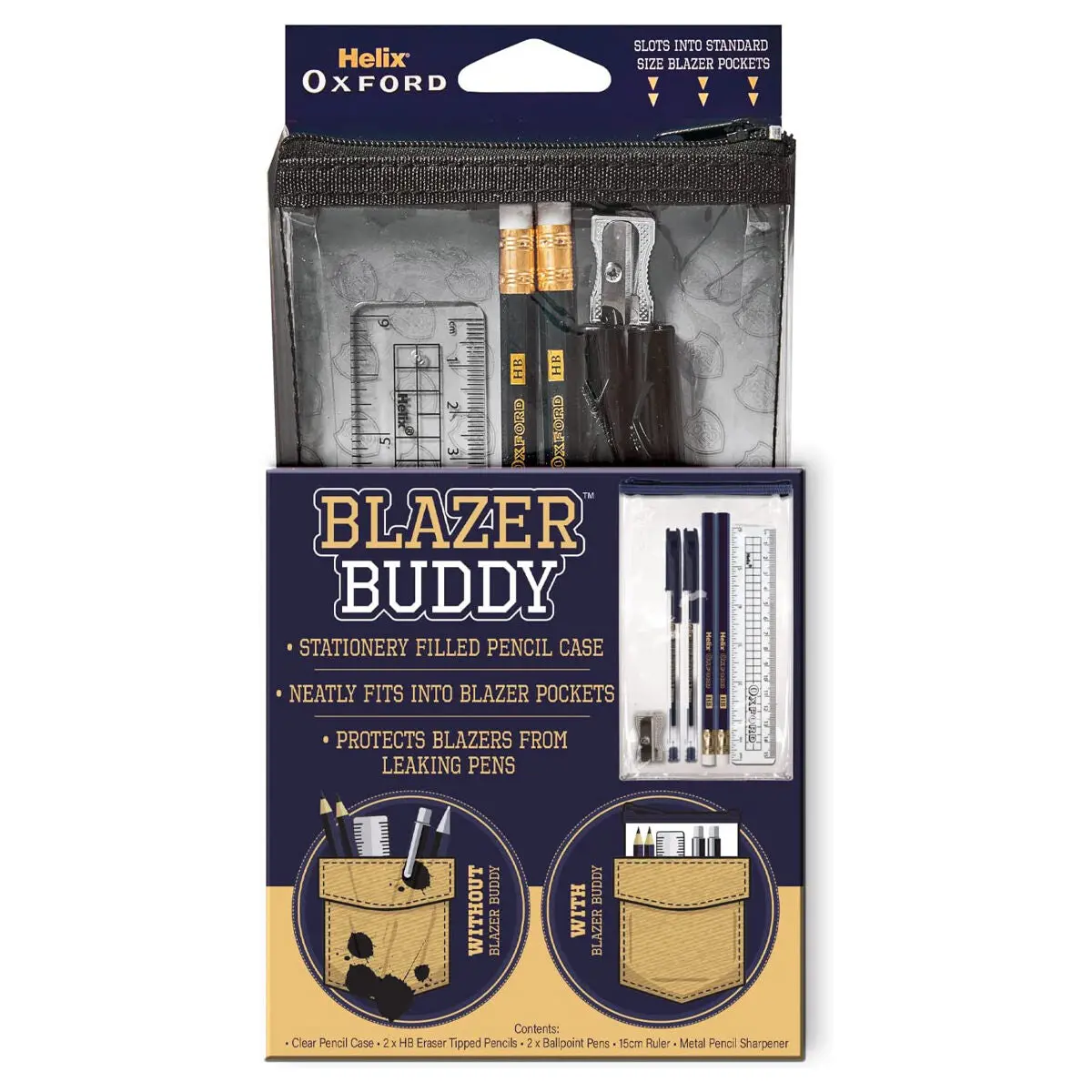 Helix Oxford Blazer Buddy Stationery Filled Pencil Case 1