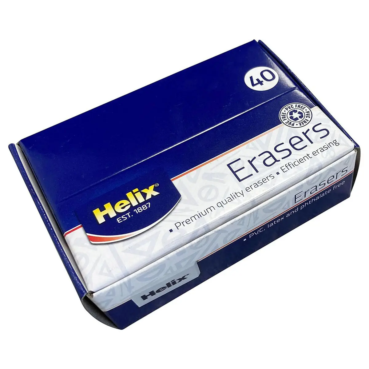 Helix Small White Classic Erasers (Box Of 40), 34Mm 1