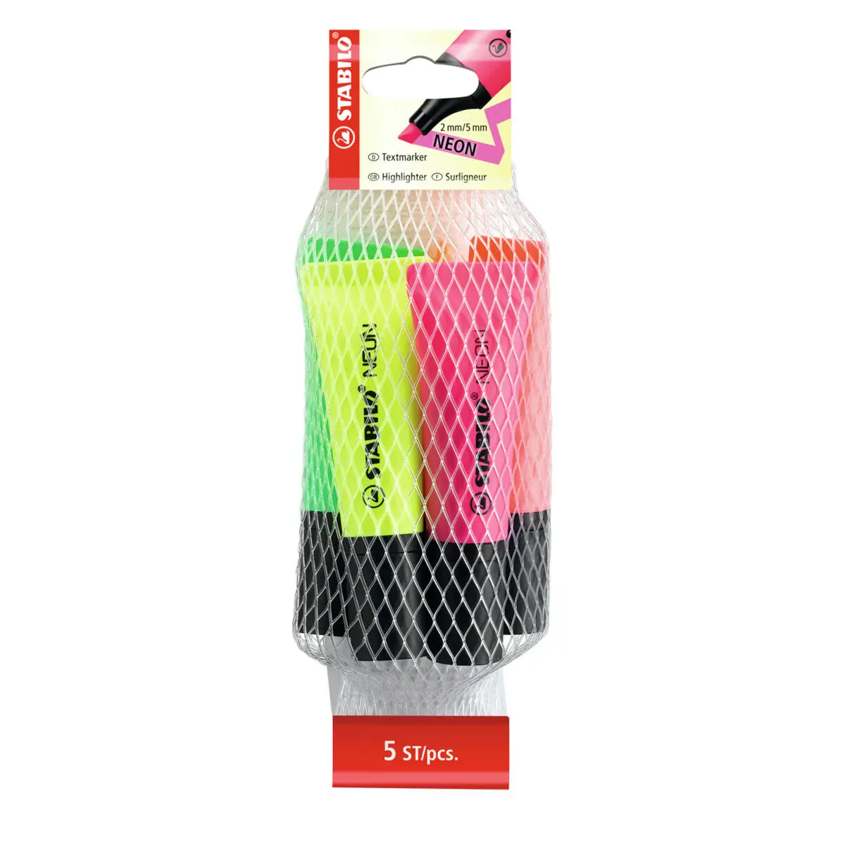 Stabilo Neon Assorted Colours Highlighter Pack Of 5 1