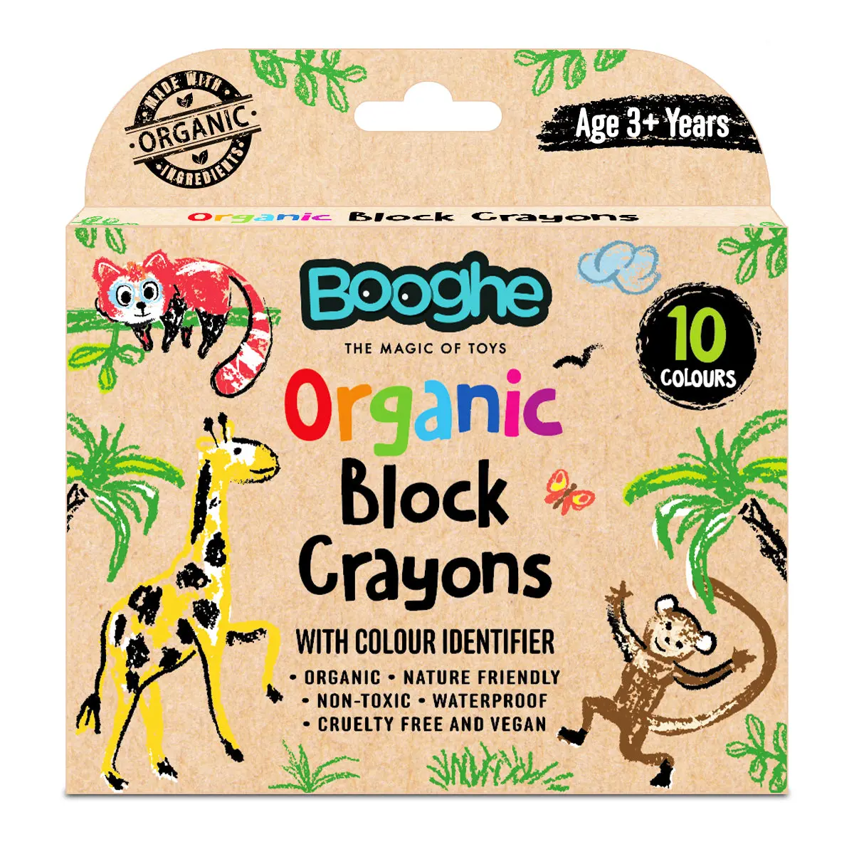 Booghe Organic Block Crayons (10 Pack) 1
