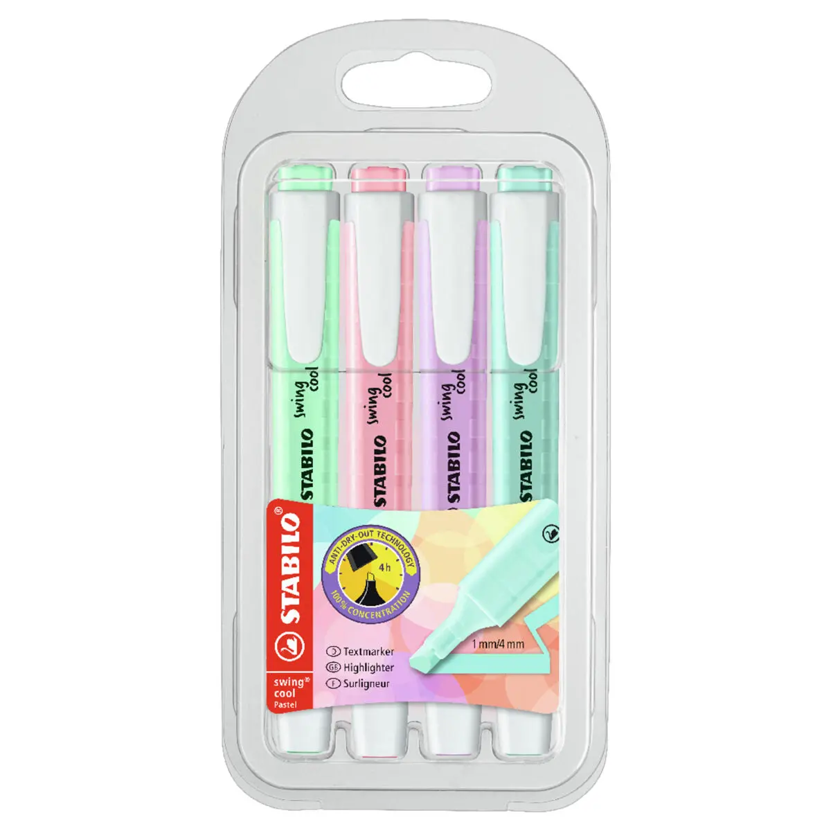 Stabilo Swing Cool Pastel Assorted Colours Highlighter Wallet Pack Of 4 1