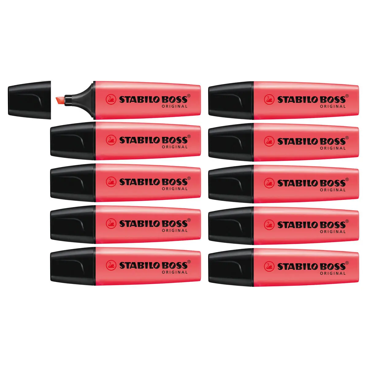 Stabilo Boss Original Red Highlighter Box Of 10 1