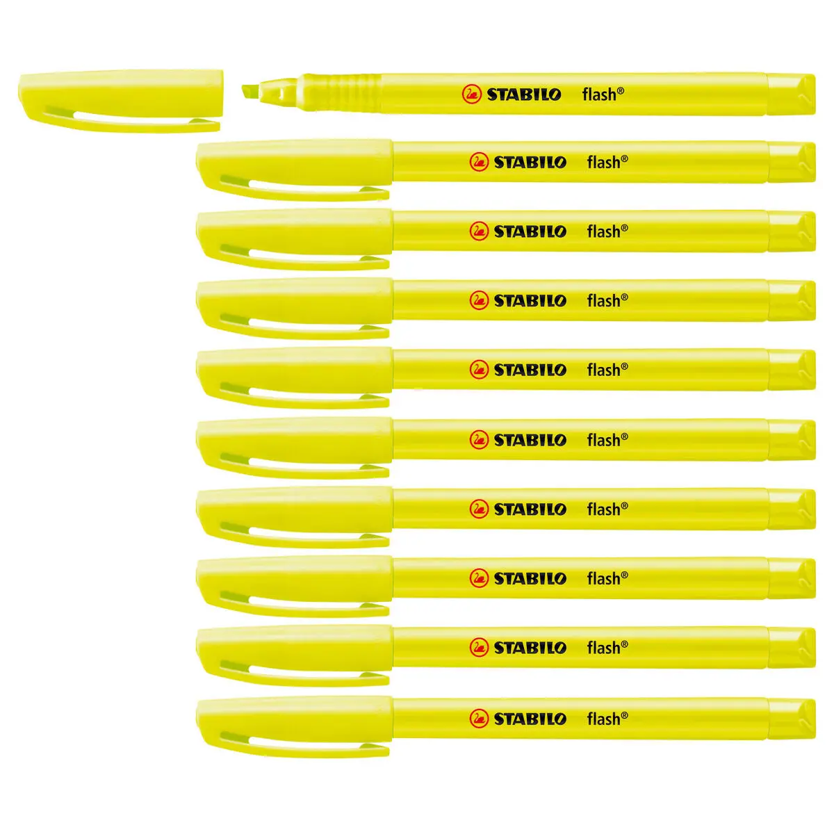 Stabilo Flash Yellow Highlighter Box Of 10 1