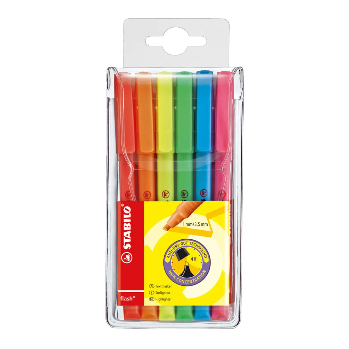 Stabilo Flash Assorted Colours Highlighter Wallet Pack Of 6 1