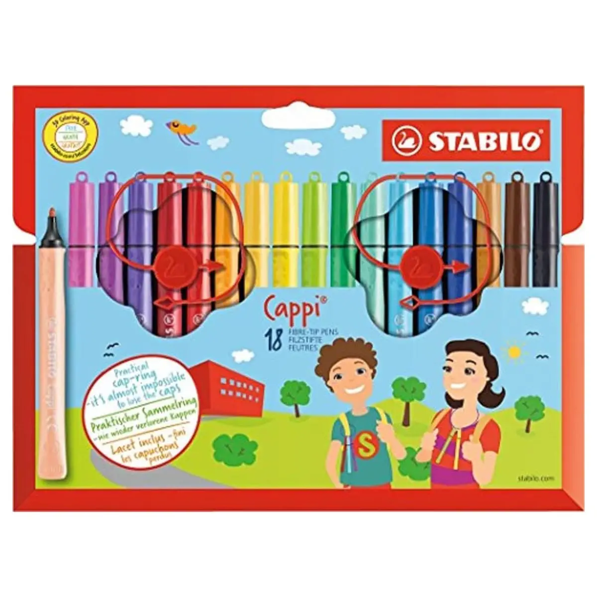 Stabilo Cappi 18 Fibre-Tip Pens With Cap Rings 1
